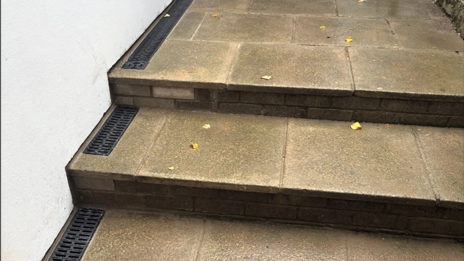 Completed ACO channel drainage solution around external steps