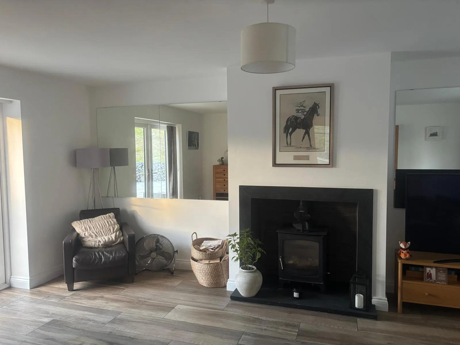 Wide finished interior painting and decorating view