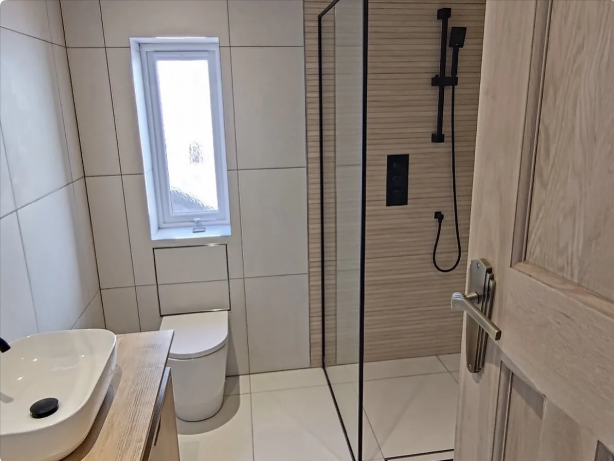 Completed wet room converted from a garage